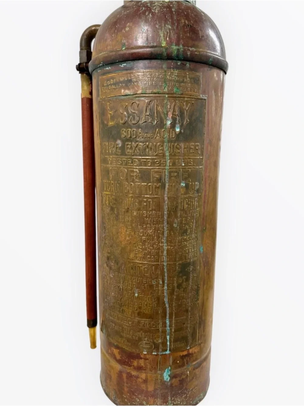 Antique Essanay Copper Soda Acid Fire Extinguisher Pyrene c1930-1935 2.5 Gal